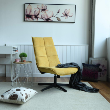 Folable Yellow Highback Armless Accent Chair Cross Legged Modern Adjustable Swivel Task Chairs