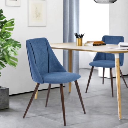Upholstered Dining Side Chairs Set of 2, Blue